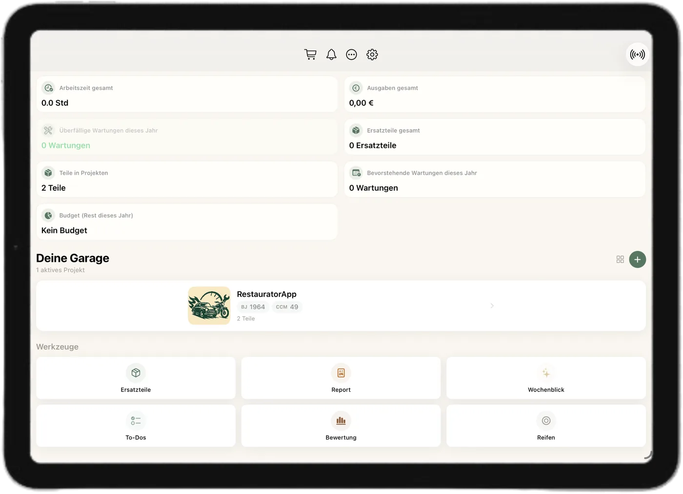 Die App Restaurator auf einem iPad
